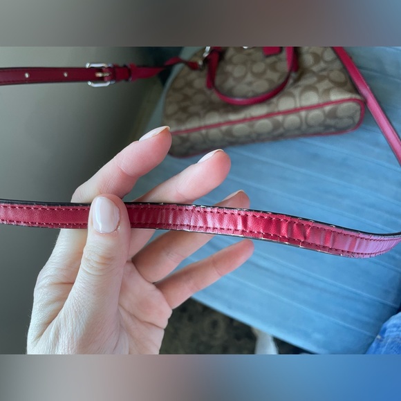 Red and tan Coach Crossbody with removable strap - Picture 5 of 9